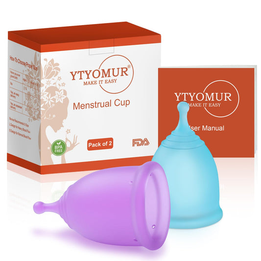 Menstrual Cups, Reusable Menstrual Cup - Soft & Leak-Proof, Medical Grade Silicone Period Cups for Women - Comfortably use for 12 Hours (Small & Large)