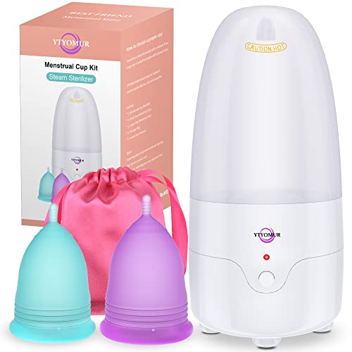 Menstrual Cup Steamer Sterilizer with 2 Reusable Menstrual Cups, Period Cups Cleaner Wash Kit